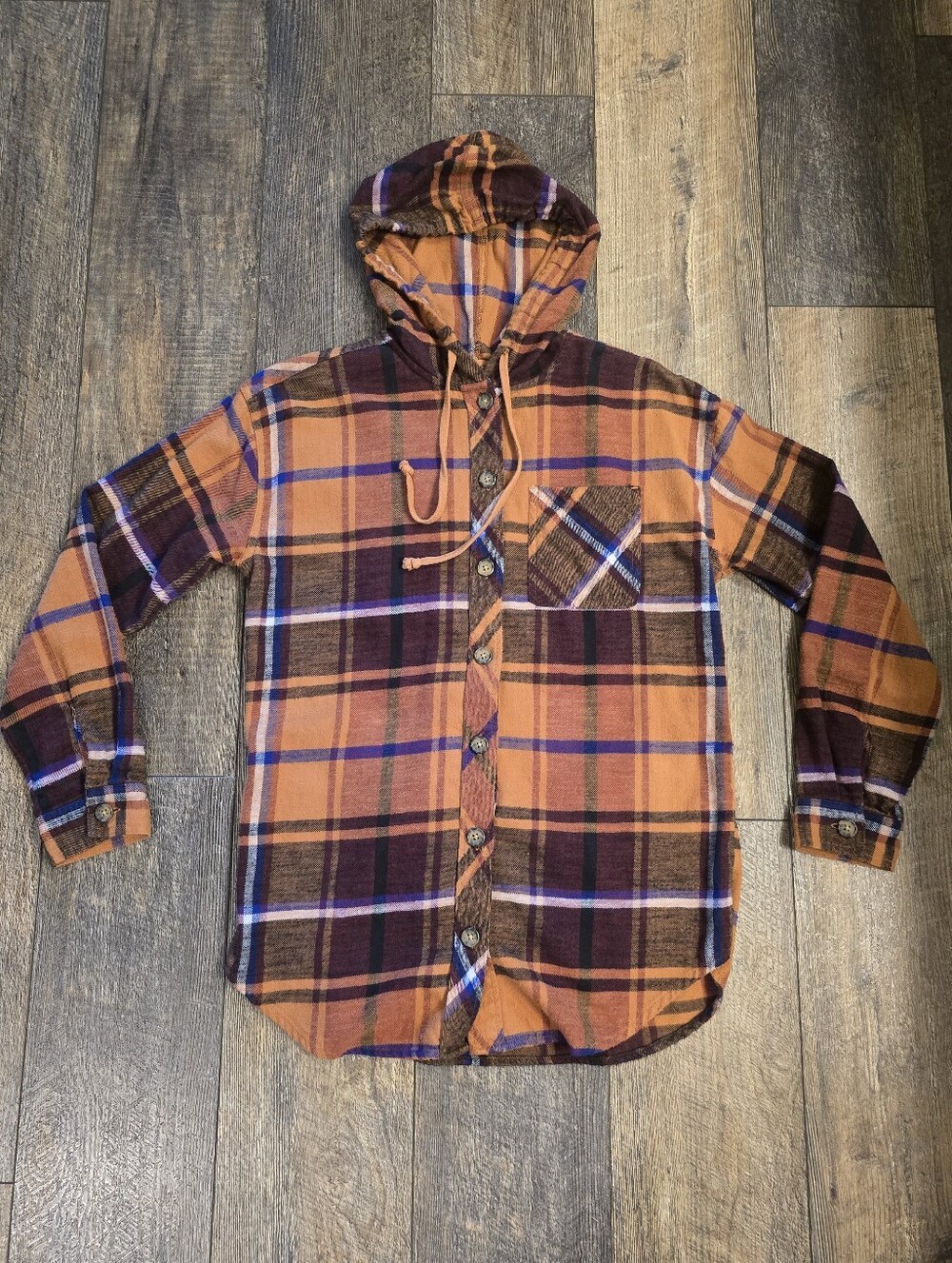 Maurices Button Down Hooded Flannel